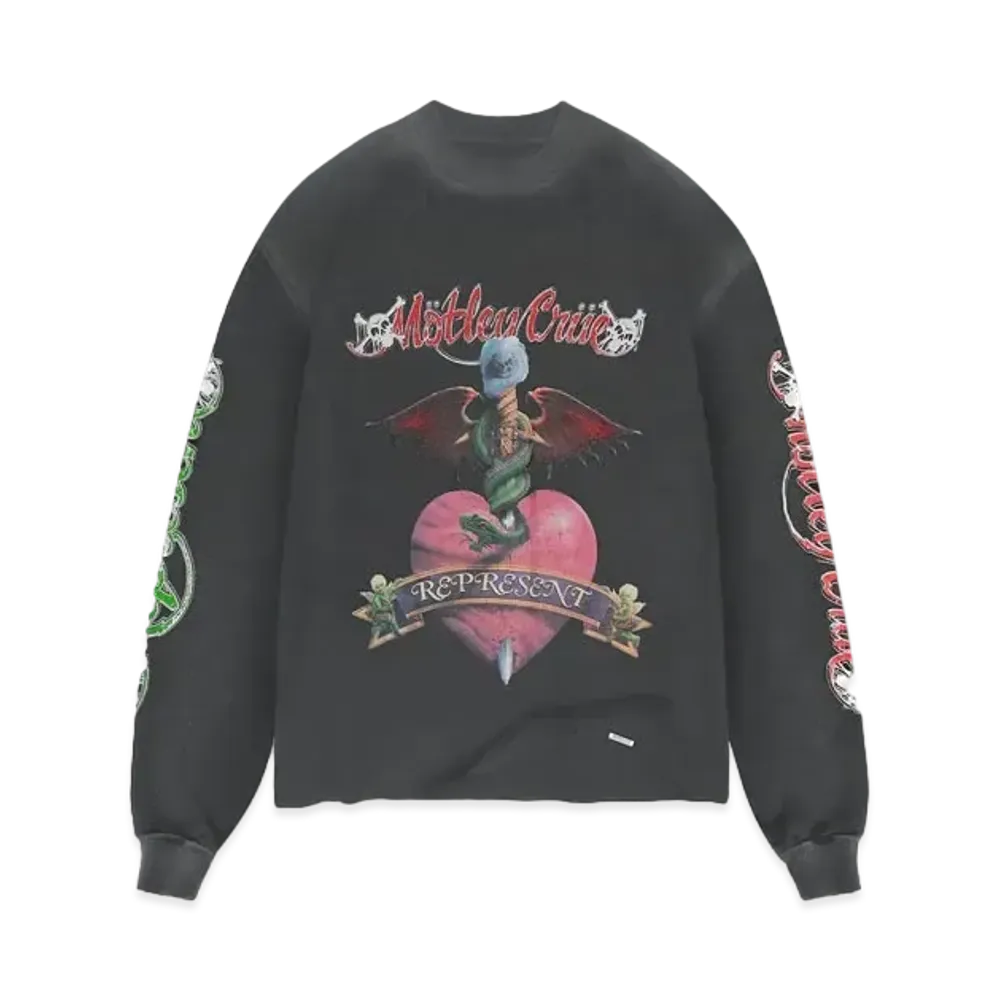 REPRESENT x Motley Crue Without You Long Sleeve T-Shirt "Aged Black"