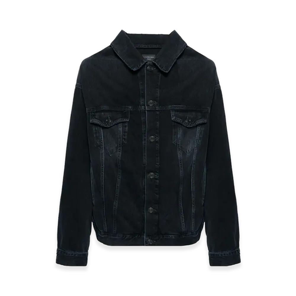 BALENCIAGA Off-The-Shoulder Denim Jacket "Blue"