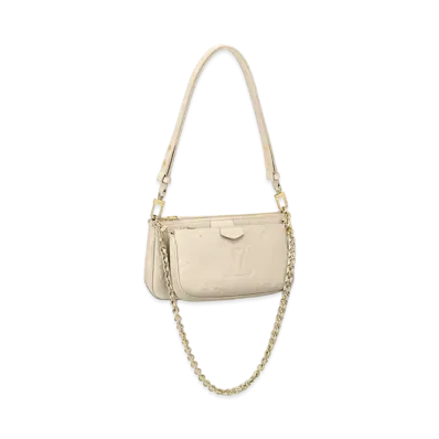 Louis Vuitton Monogram Empreinte Leather Multi Pochette Accessoires "Cream"