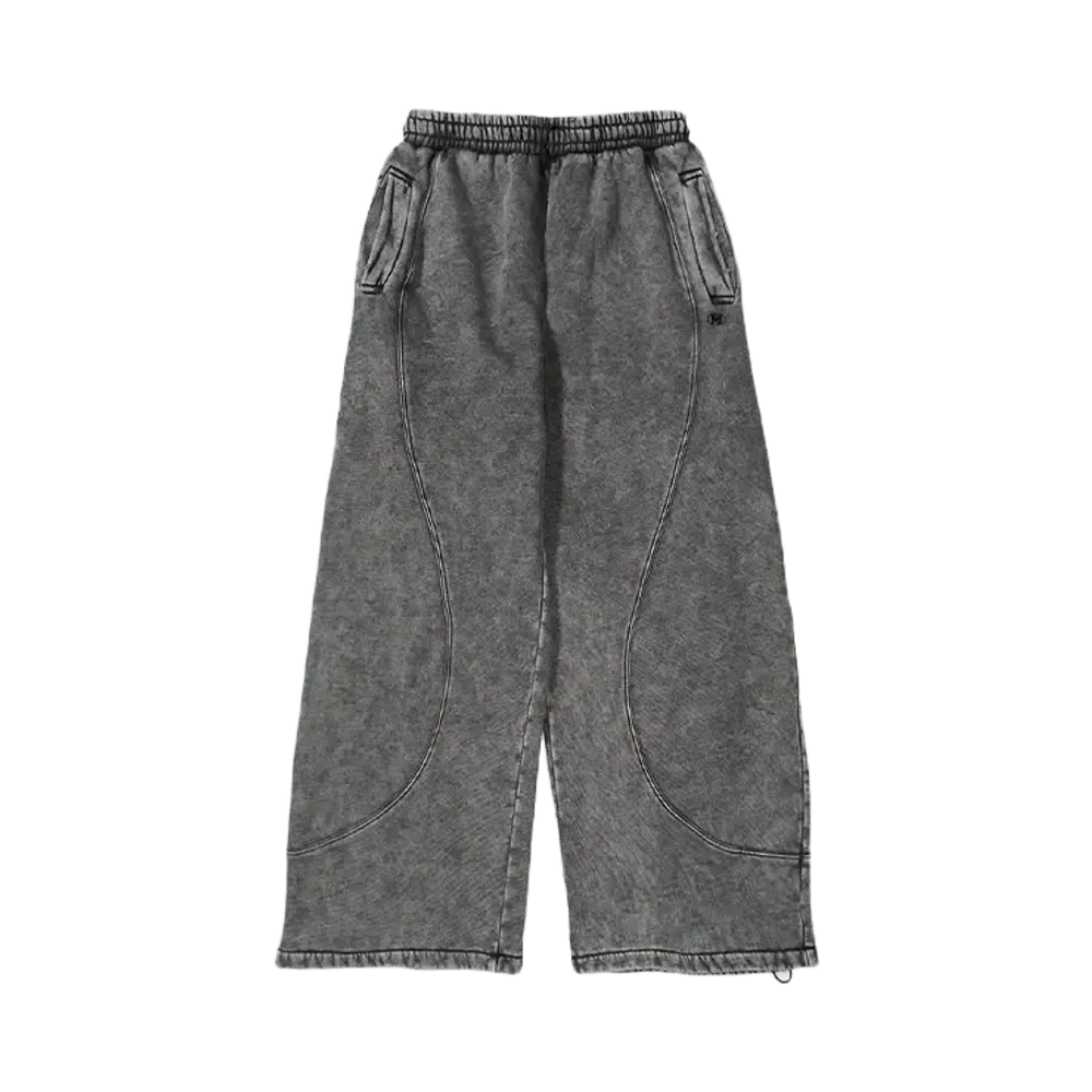 HTH Vintage Curve switching sweat pants "BLACK"