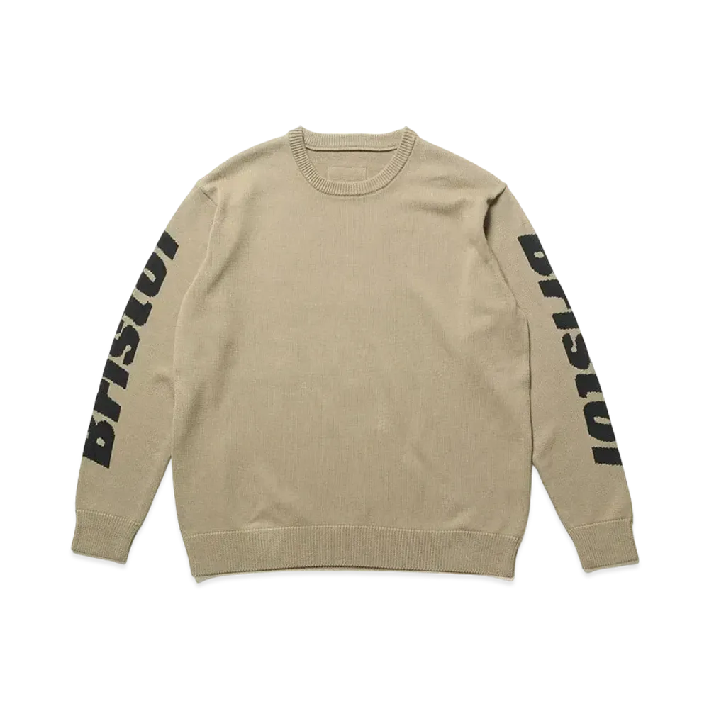F.C.REAL BRISTOL Sleeve Authentic Logo Crewneck Knit "Khaki"