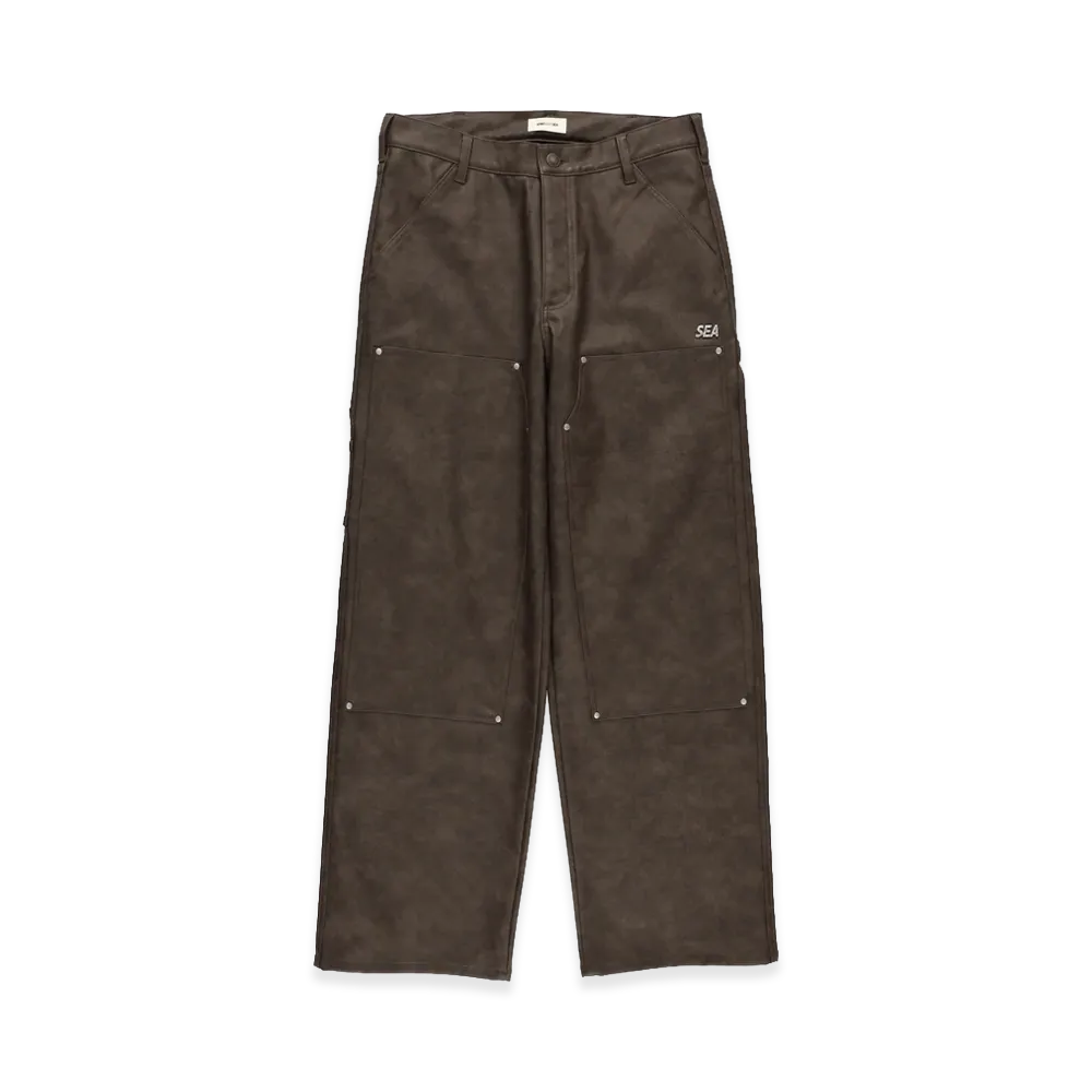 WIND AND SEA Syntetic Leather Double Knee Pant "Brown"