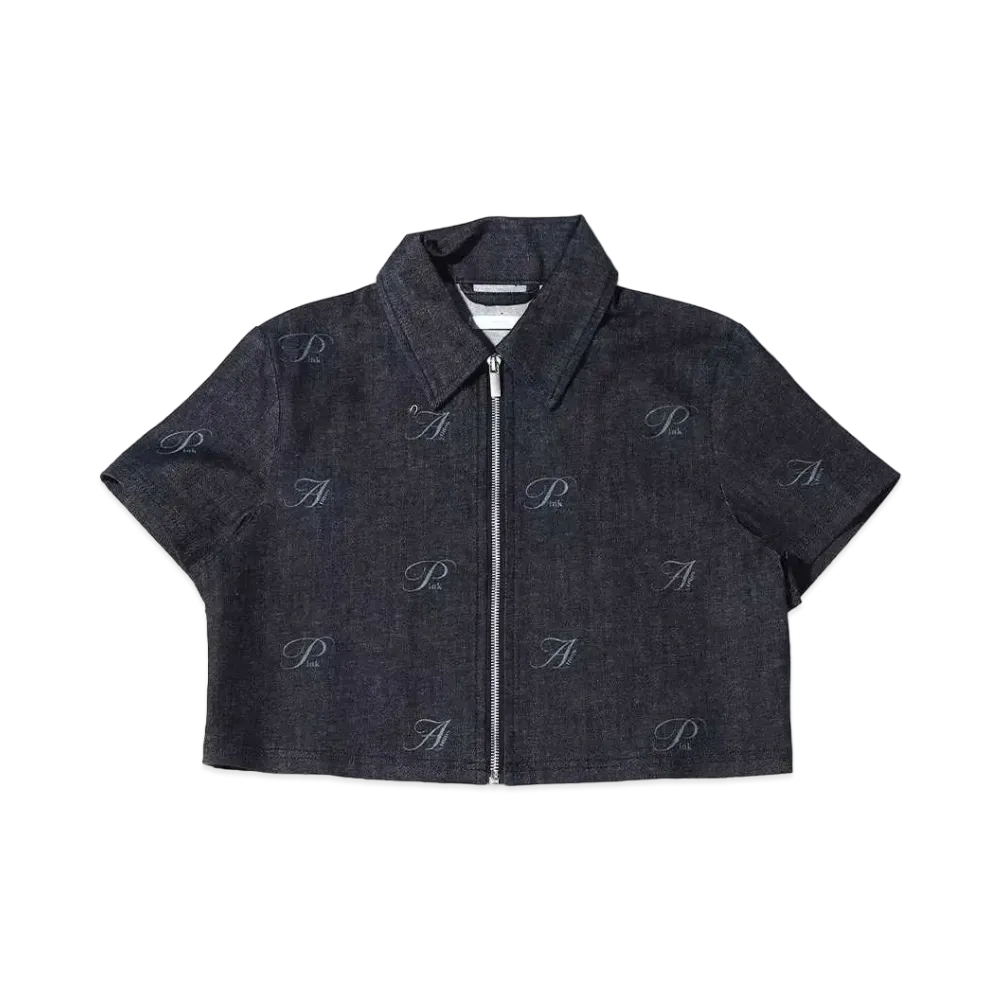 atmos pink Sougara Logo Denim Zip Tops "Black"