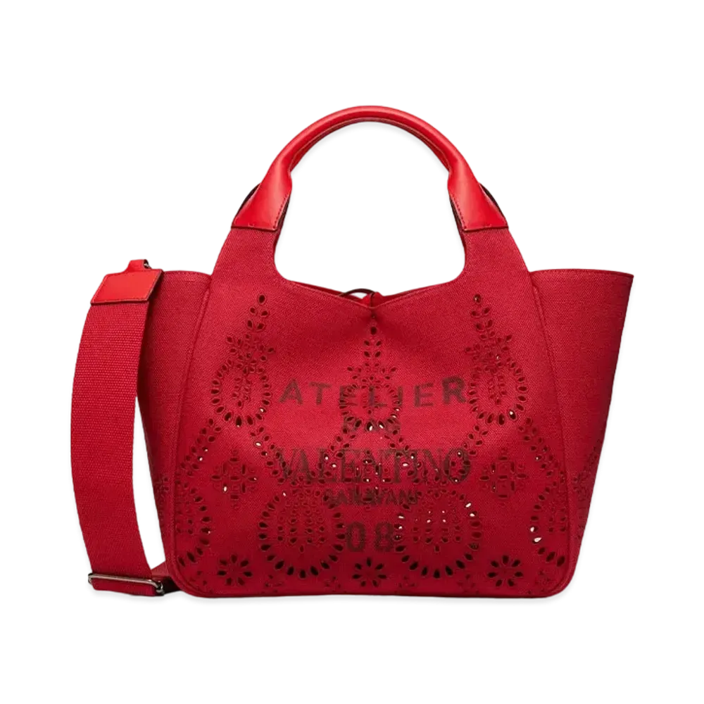 Valentino Medium Garavani 08 San Gallo Edition Atelier Tote Bag In Canvas "Rosso Valentino"