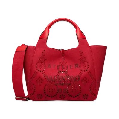 Valentino Medium Garavani 08 San Gallo Edition Atelier Tote Bag In Canvas "Rosso Valentino"