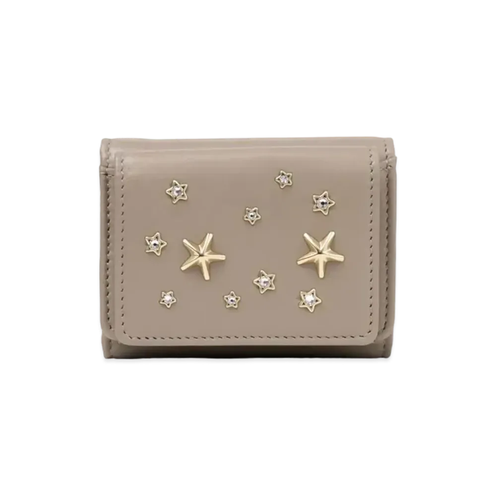 Jimmy Choo Nemo Leather Wallet "Taupe/Light Gold"
