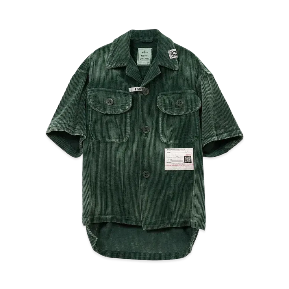 Maison MIHARA YASUHIRO Amateur Sewn Like Corduroy Short-Sleeve Shirt "Green"