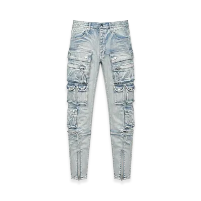 BREATH Coating Slim Cargo Pants "Indigo"