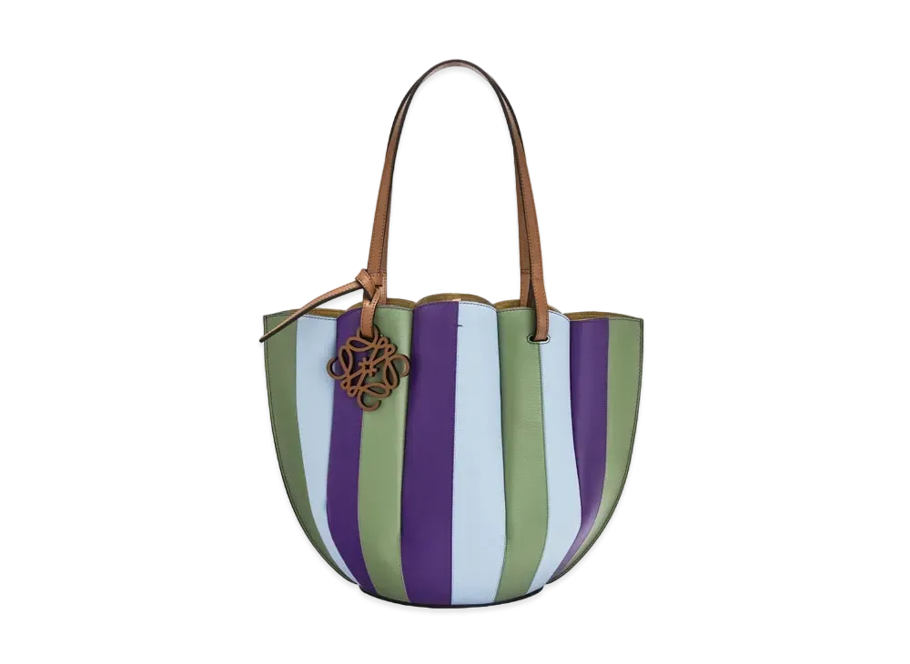 LOEWE Small Shell Tote Bag In Calfskin "Rosemary / Purple"