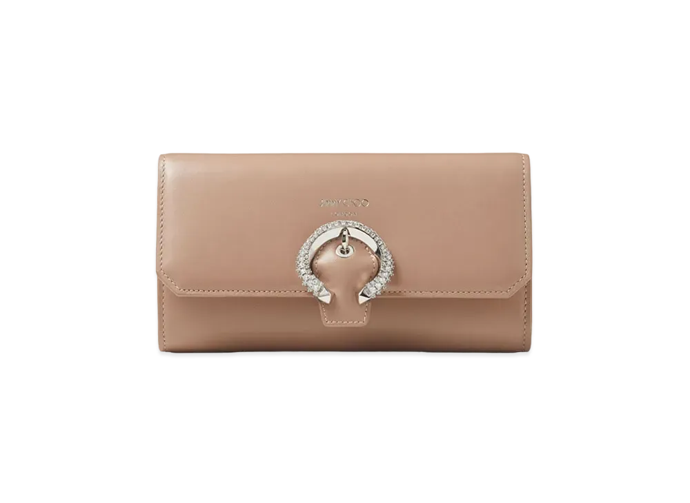 Jimmy Choo Wallet W/Chain Smooth Calf Wallet With Crystal Buckle "Ballet Pink"