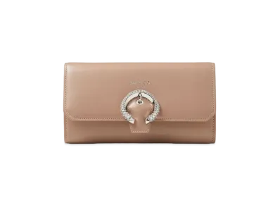 Jimmy Choo Wallet W/Chain Smooth Calf Wallet With Crystal Buckle "Ballet Pink"