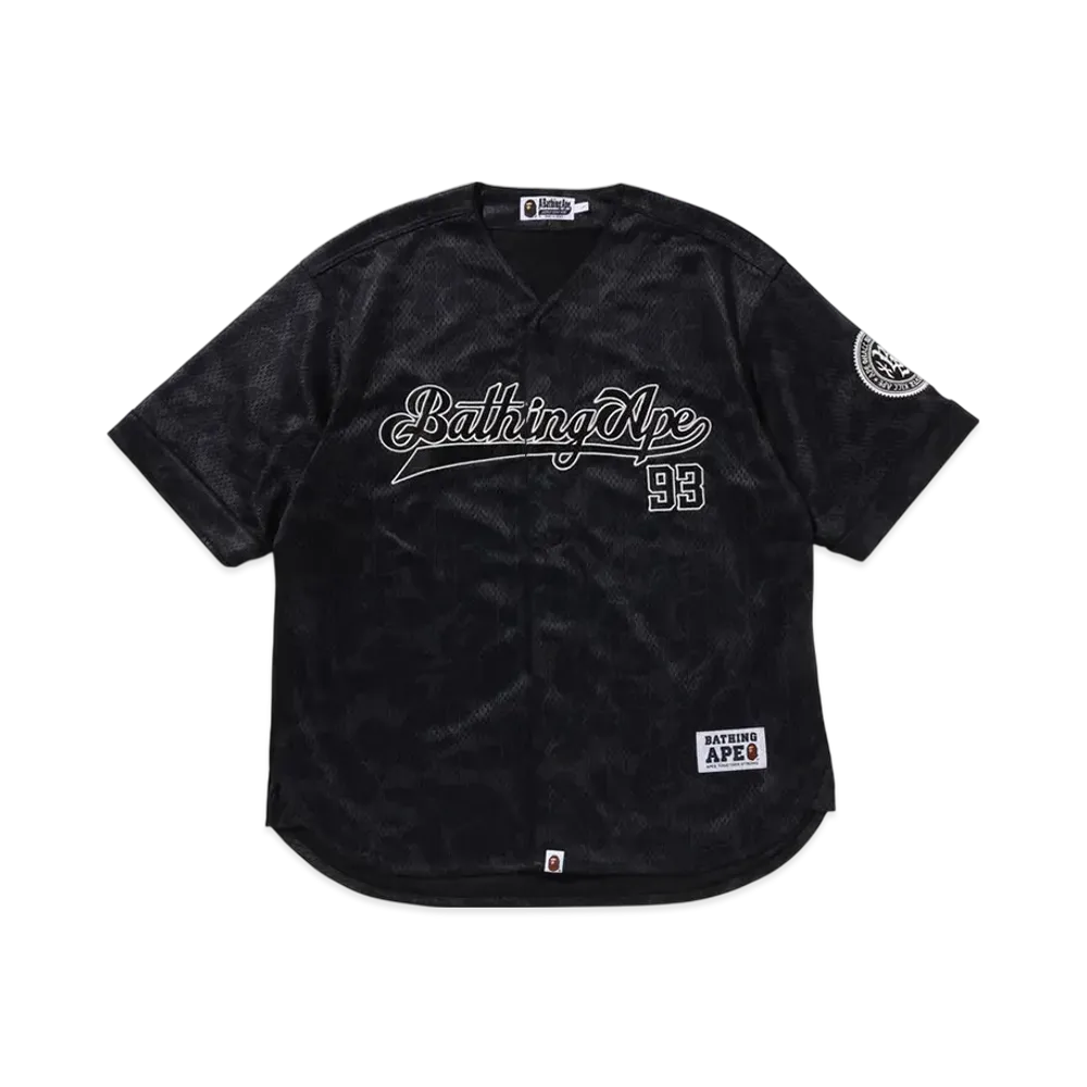 A BATHING APE Camo Stripe Baseball Shirt "Black"