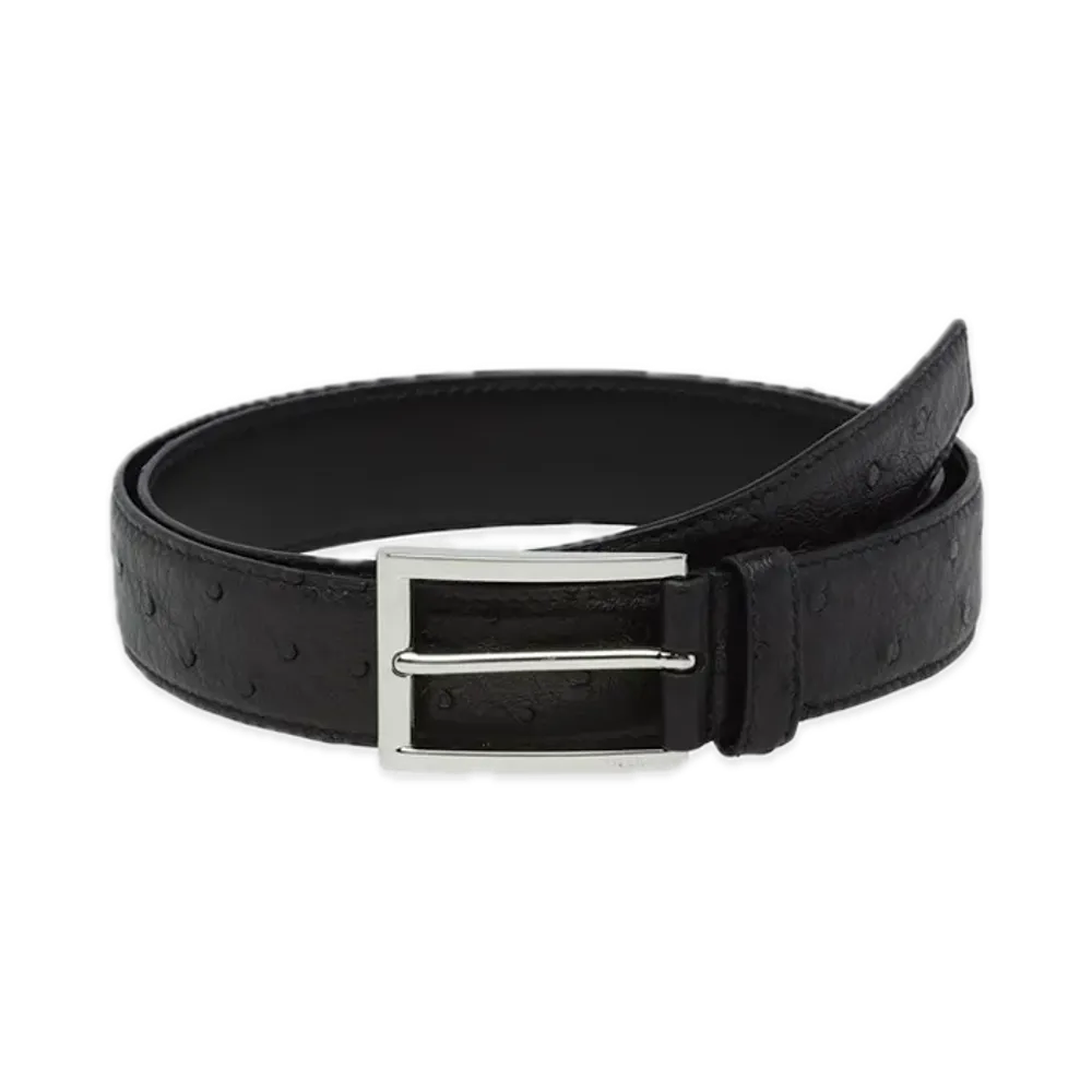 PRADA Ostrich Leather Belt "Black"