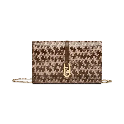 FENDI Wallet Built-In Mini Bag Leather Micro Ff Mini Bag "Beige"