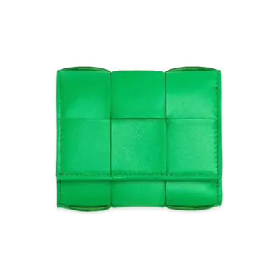 Bottega Veneta Tri-Fold Zip Wallet "Parakeet"