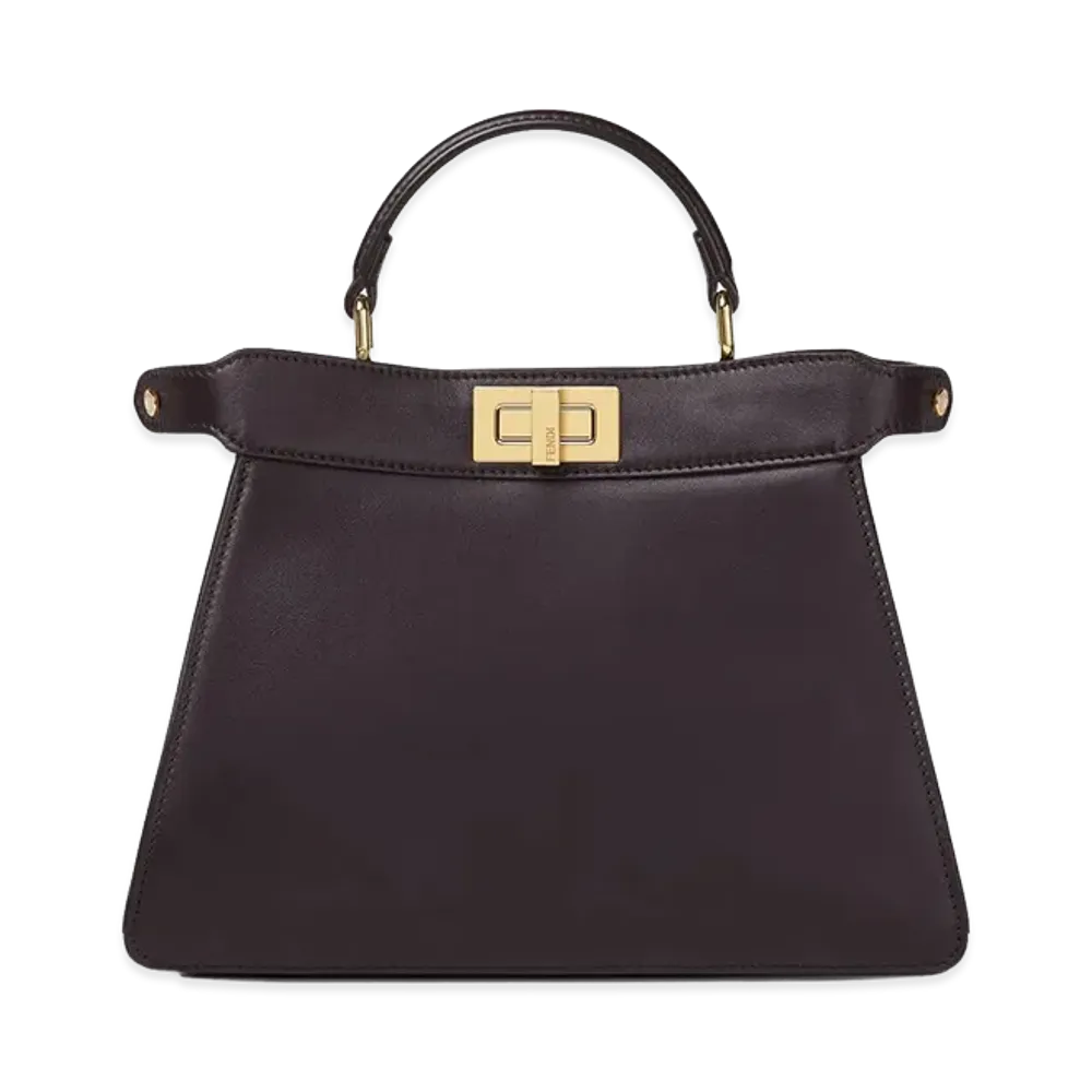 FENDI Women's Small Peekaboo Iseeu Leather Bag With Cavallino Lining "Brown"