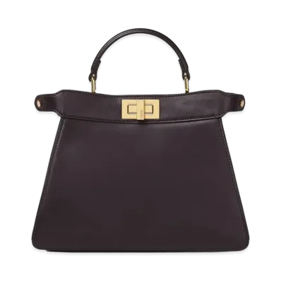 FENDI Women's Small Peekaboo Iseeu Leather Bag With Cavallino Lining "Brown"
