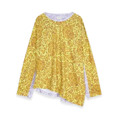 DRIES VAN NOTEN Women's Printed Contrast Tee "Lime"