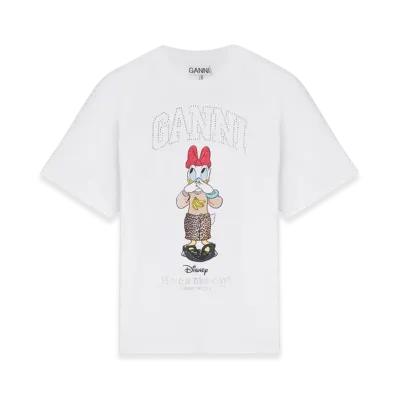 GANNI x Disney Daisy Duck White Printed T-Shirt "Bright White"