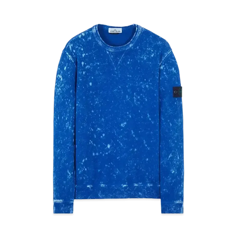 Stone Island 61538 COTTON FLEECE + OFF-DYE OVD TREATMENT "Ultramarine Blue"