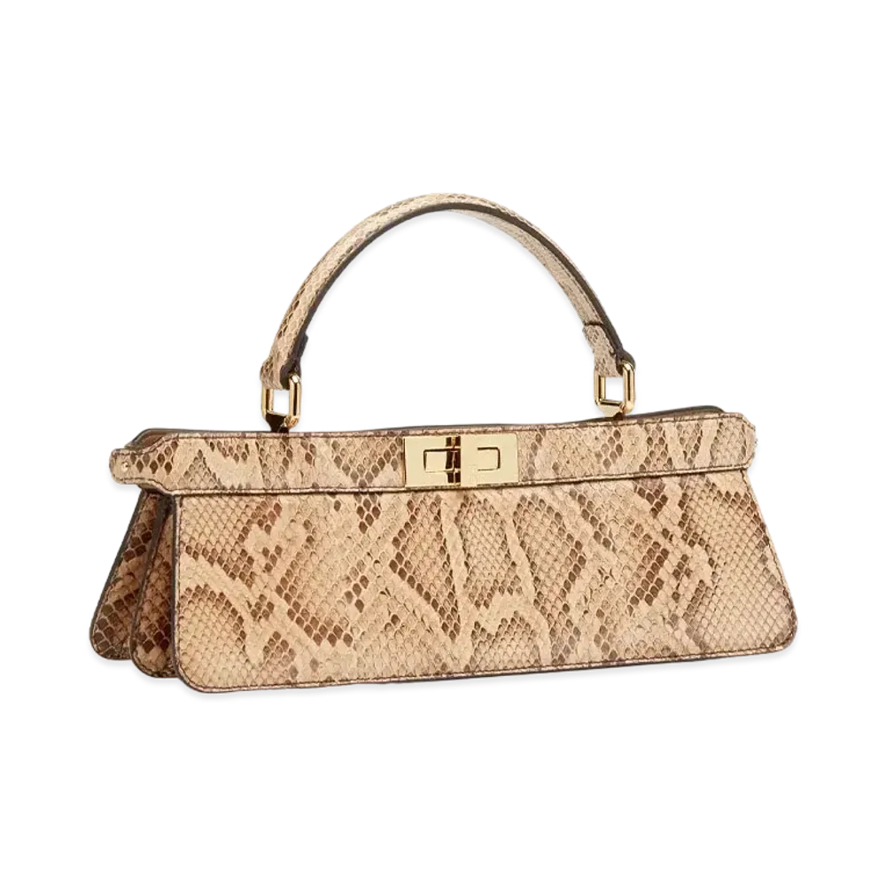 FENDI Peekaboo I See U Stretch Python Leather Bag "Beige"