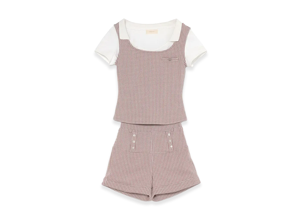 ANDMARY Women's Polo Gingham Check Set Up "Pink"
