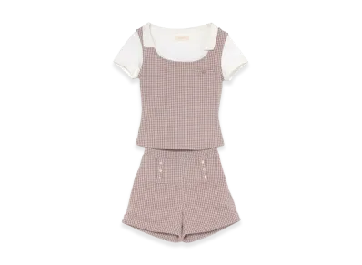 ANDMARY Women's Polo Gingham Check Set Up "Pink"