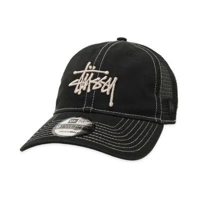 Stussy New Era 9Twenty Washed Basic Trucker "Black"