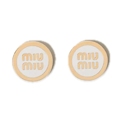 MIU MIU Enamel Metal Earrings "White"