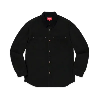 Supreme Script Canvas Snap Shirt "Black"