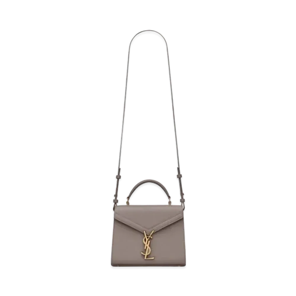 Saint Laurent Cassandra Medium Top Handle In Grain De Poudre Embossed Leather "Fog"