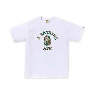 A BATHING APE Liquid Camo College Tee "White/Olivedrab"