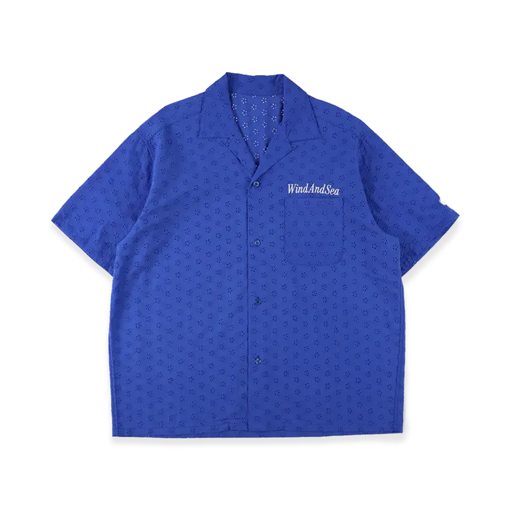 WIND AND SEA Cotton Lace S/S Shirt "Blue"