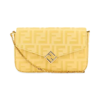 FENDI Women's Leather FF Diamonds Wallet "Yellow"