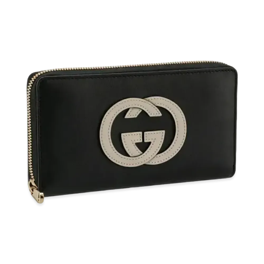 GUCCI GG Logo Basket Round Zipper Long Wallet "Black"