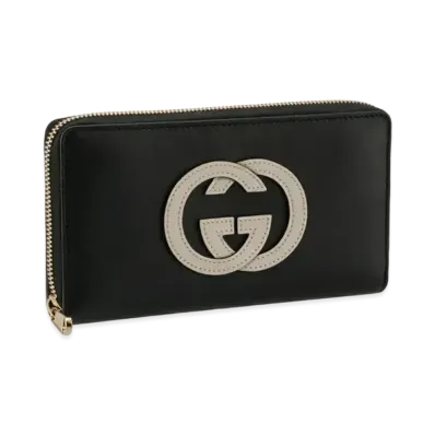 GUCCI GG Logo Basket Round Zipper Long Wallet "Black"