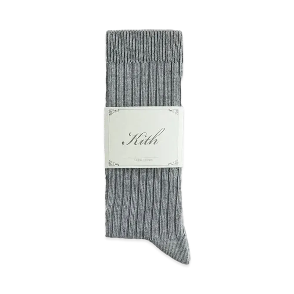 Kith Ribbed Cotton Socks "Medium Heather Grey"