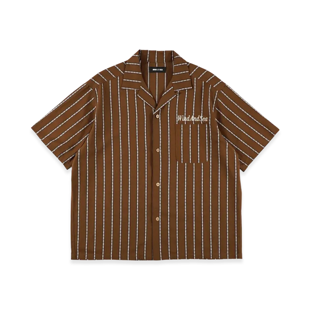 WIND AND SEA Stripe Linen S/S Shirts "Brown"