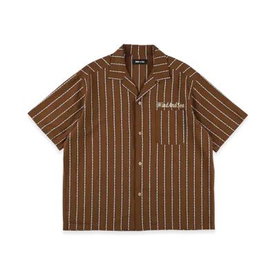 WIND AND SEA Stripe Linen S/S Shirts "Brown"