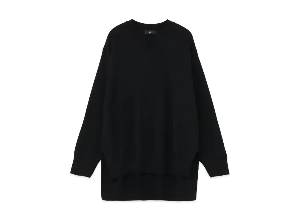Yohji Yamamoto Y's WOOL PLAIN STITCH SUPER BIG V NECK KNIT SWEATER "Black"