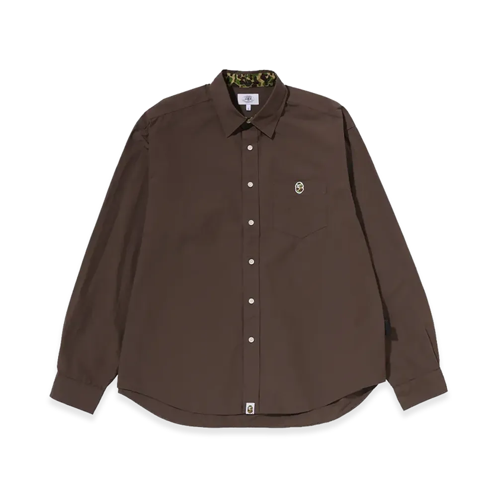 A BATHING APE ABC Camo One Point Relaxed Fit LS Shirts "Brown"