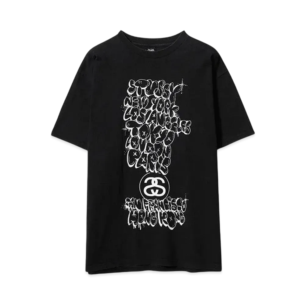 STUSSY KAWS x STUSSY 00s WORLD TOUR T-SHIRT "BLACK"