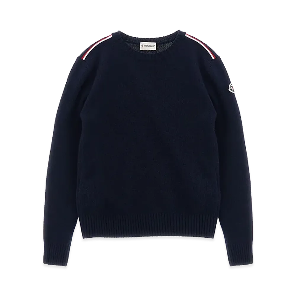 MONCLER Kids Tricolor Detail Sweater "Dark Blue"