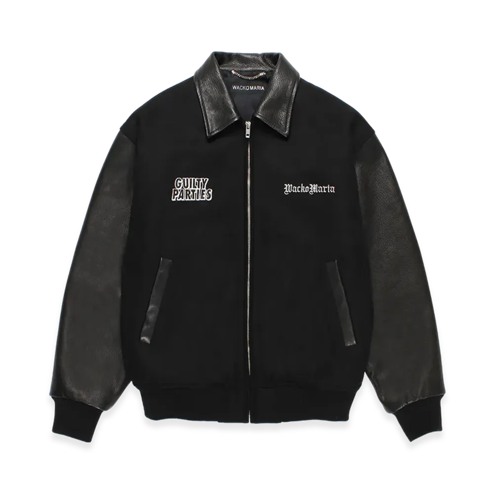 WACKO MARIA Leather Varsity Jacket "Black"