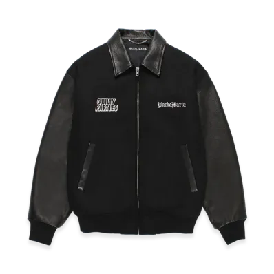 WACKO MARIA Leather Varsity Jacket "Black"