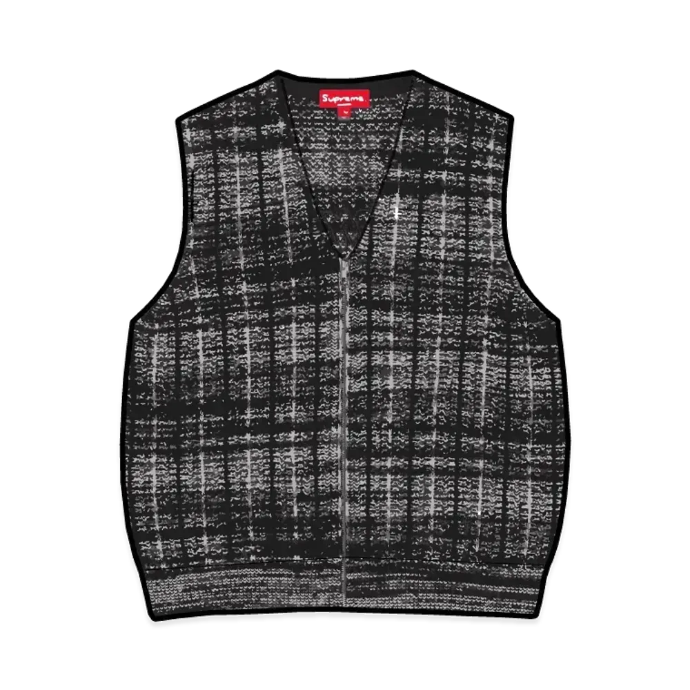 Supreme Speckled Zip Up Sweater Vest "Black"