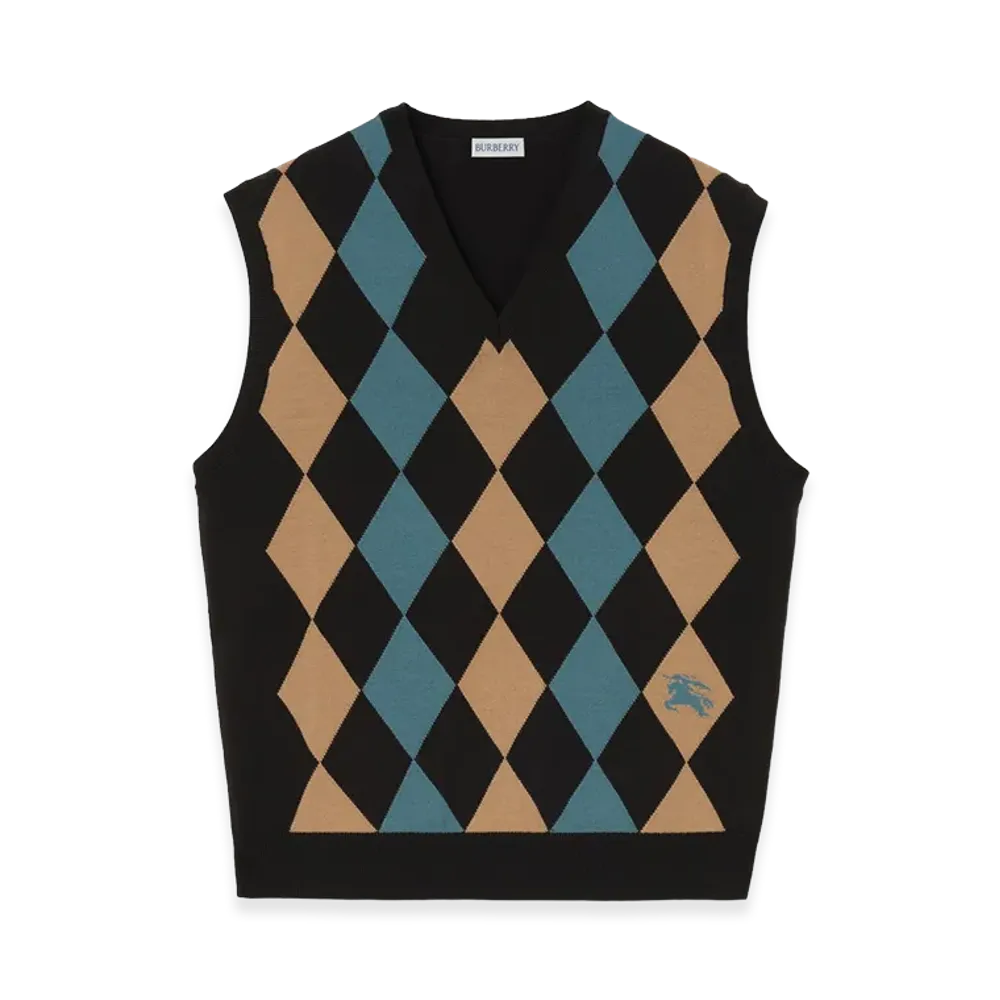 Burberry Argyle Wool Sweater Vest "Charred Brown"