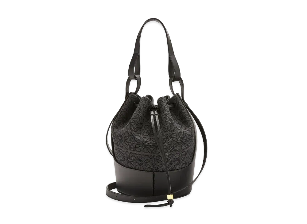 LOEWE Balloon Bag In Anagram Jacquard And Calfskin "Anthracite / Black"