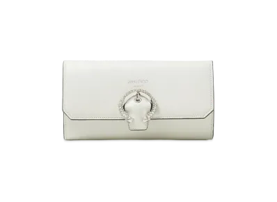 Jimmy Choo Wallet W/Chain Smooth Calf Wallet With Crystal Buckle "Latte"