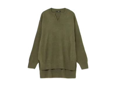 Yohji Yamamoto Y's WOOL PLAIN STITCH SUPER BIG V NECK KNIT SWEATER "Khaki"